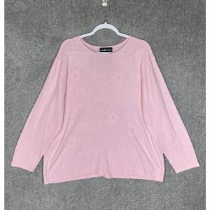 Vintage Sag Harbor Embroidered Snowflake‎ Knit Sweater Womens Size 2X Pink